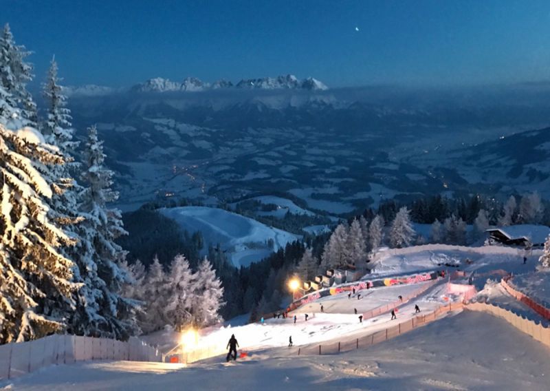 Frühmorgens: Blick aus dem Starthaus zur Mausefalle.