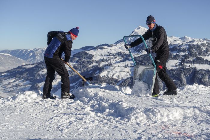 Piste prepping in glorious weather