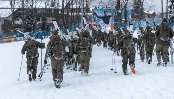 Soldiers rally at the Streif finish line